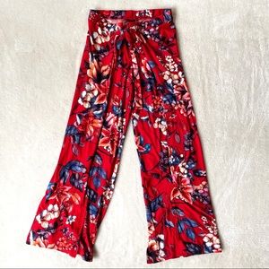 Red Floral Pant Skirt